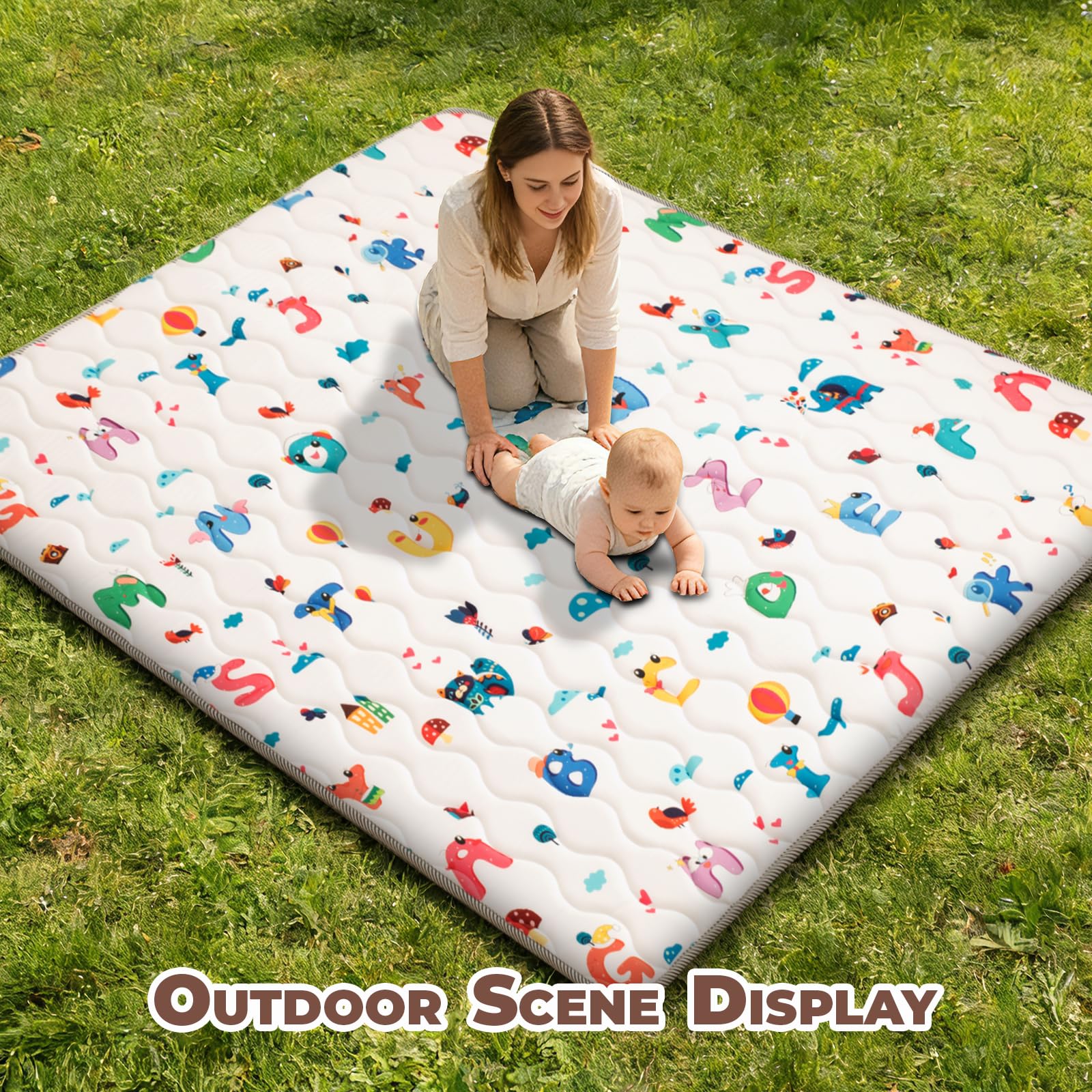Wirhao Tapete de juego para bebé para piso, 50 x 50 pulgadas de espuma gruesa suave acolchada para bebé, tapete de juegos para niños pequeños, lavable a máquina, parte inferior antideslizante, seguro