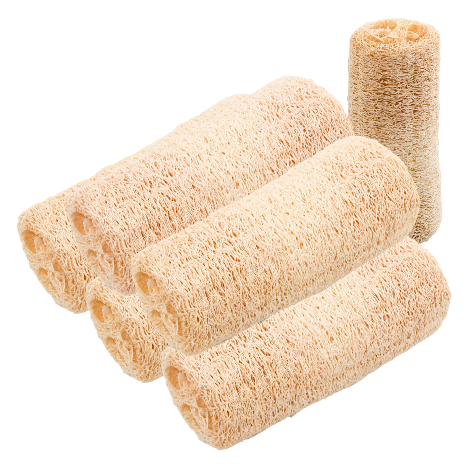 Anseom Esponjas Naturales Luffa, 6 pcs Esponjas de Luffa Naturales Biodegradable Esponjas Naturales Luffa para Baño Y Cuidado Del Espalda