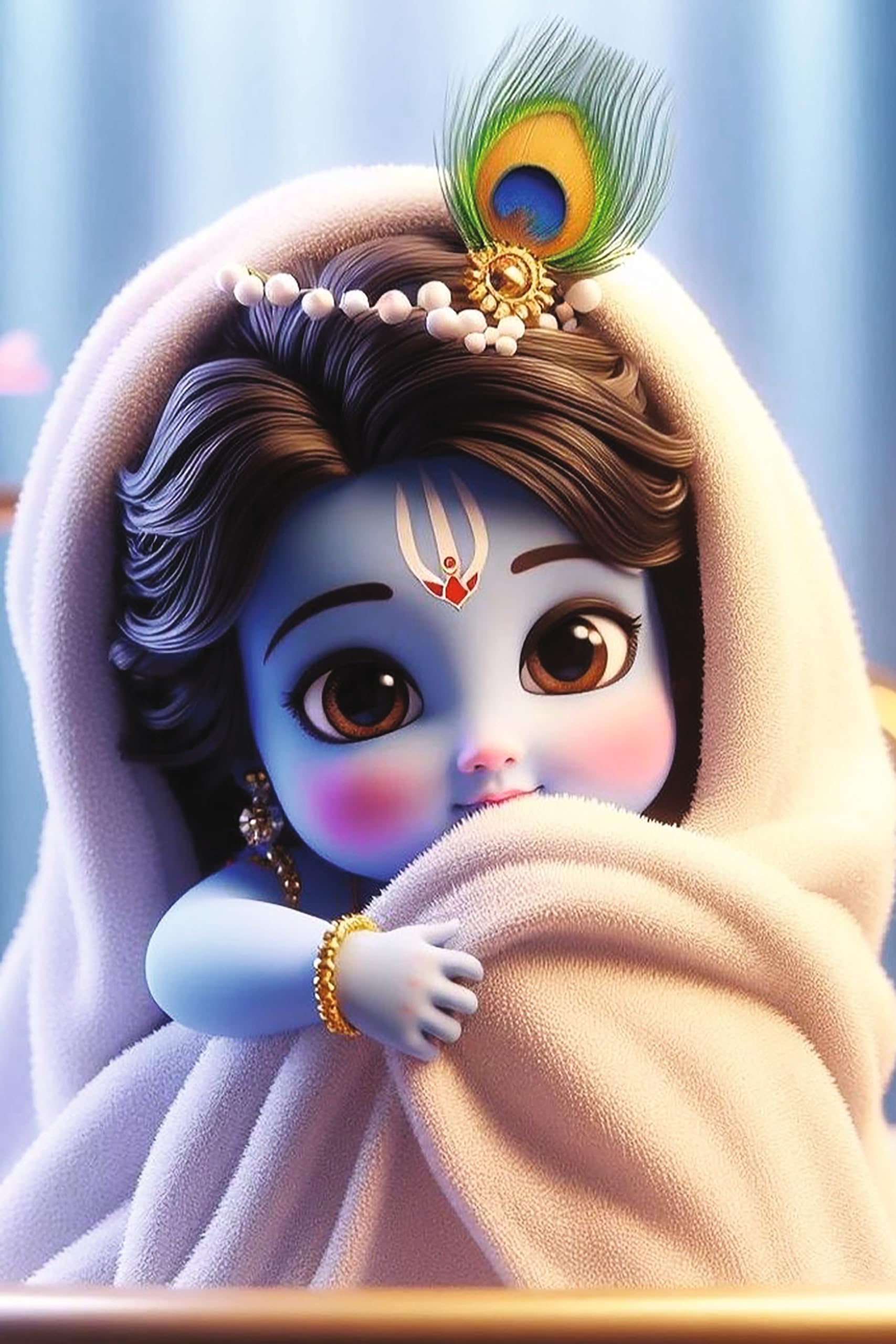 Graphic Word Lord Little Krishna HD Paper Poster, 12 x 18 Inch/30cm x 45cm, Multicolour, Unframed, Waterproof, Gloss Lamination, HD Prints, Study Room Decor