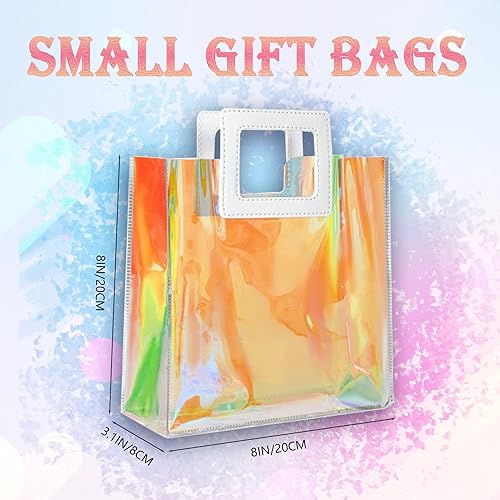 Miniatura 3 de OfficeCastle Paquete de 10 pequeñas bolsas de regalo transparentes, 6 x 2.8 x 6.3 pulgadas, bolsas transparentes con asas, bolsas de compras