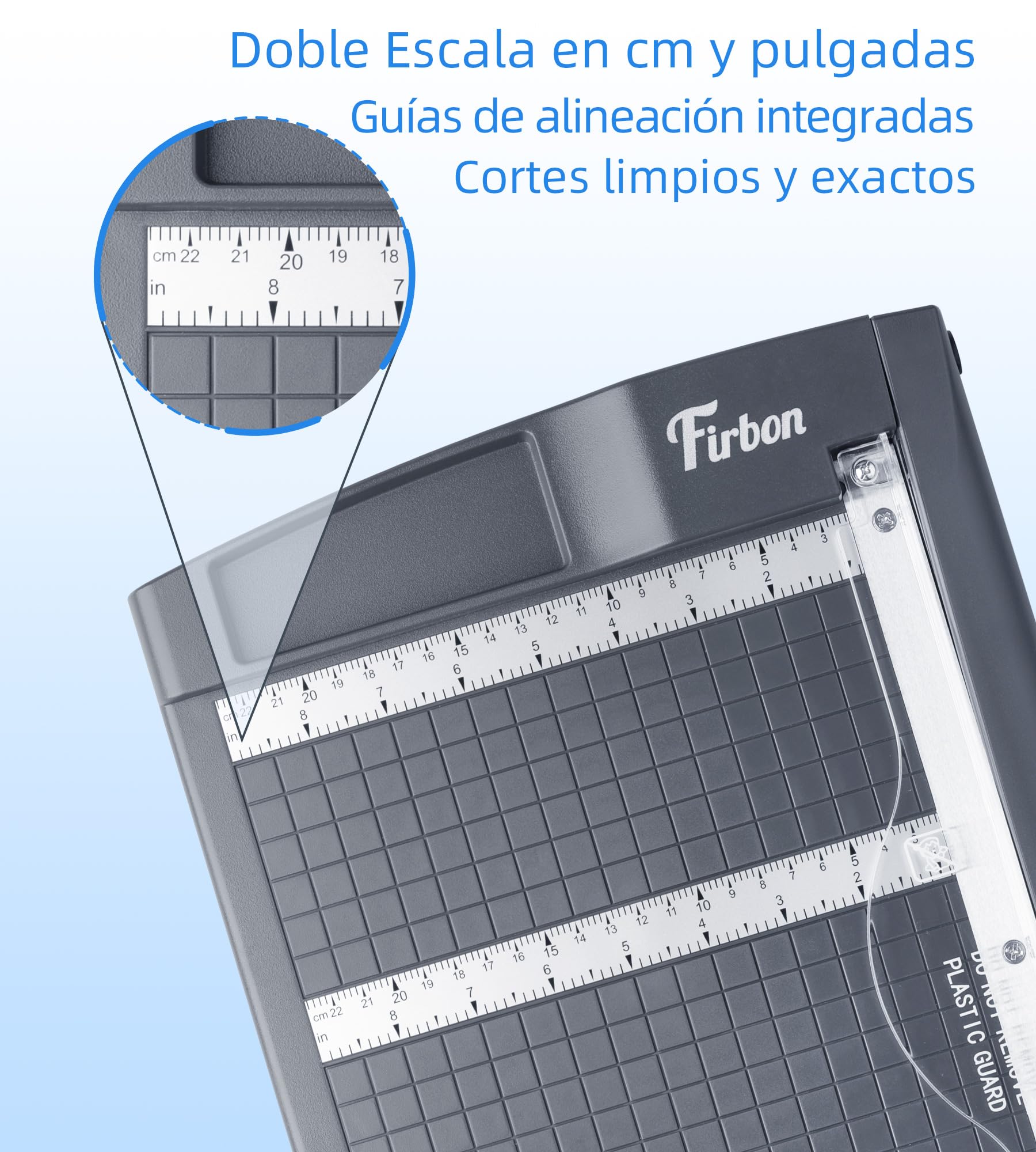 Firbon Guillotina Cortadora de Papel 30 cm, Capacidad de Corte de hasta 12 Hojas A4 80 g/m², con Bloqueo de Seguridad y Regla de Precisión, para Oficina, Escuela, Manualidades y Fotos