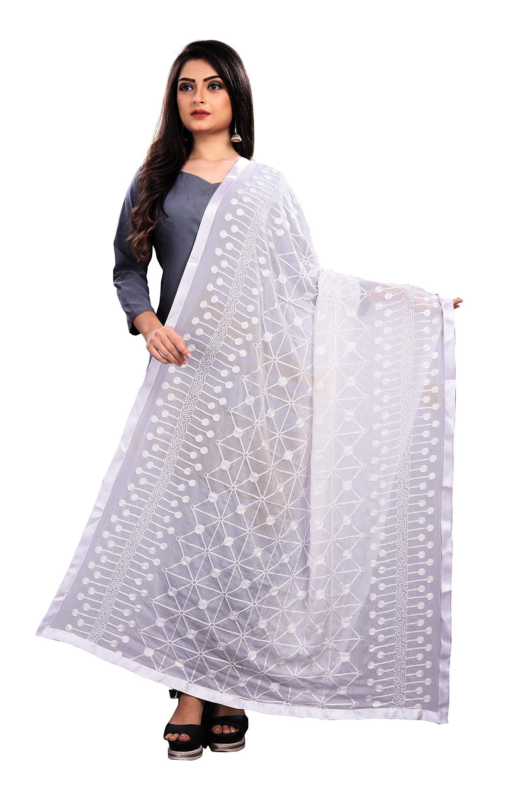 AKSHAR LLCMiss India Women's Chiffon Dupatta With Goodembroidery Work
