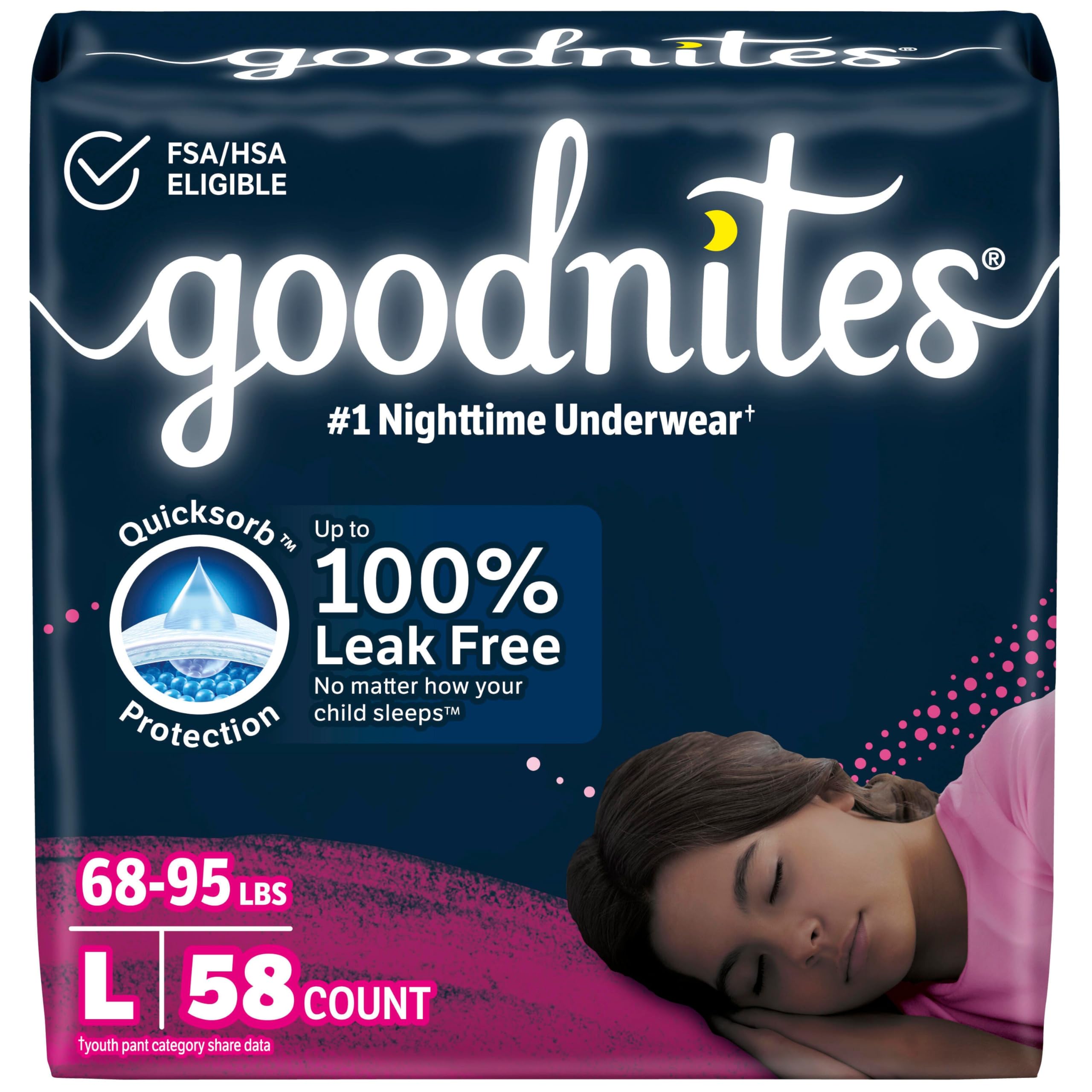 Goodnites Nighttime Bedwetting Underwear, Girls' XS