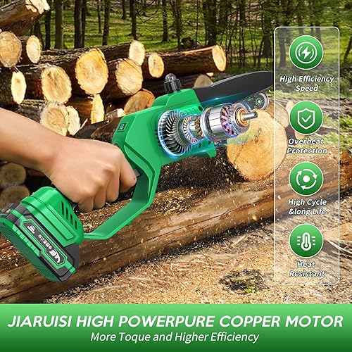 Miniatura 4 de Mini motosierra eléctrica portátil de 6 pulgadas inalámbrica con 2 baterías, motosierra pequeña de mano para ramas de árbol, patio, hogar y jardín,