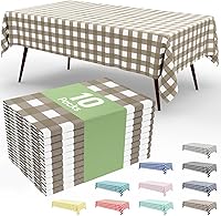 Vista 127 de Smiry Paquete de 10 Manteles Desechables de Cuadros Vichy Azules - 54" x 108" Mantel de Plástico de Servicio Pesado, Cubiertas de Mesa Impermeables