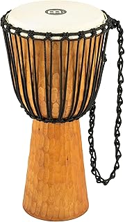 Instrumento circular de tambor de mano Djembe, serie de techo de caoba tallada - NO HECHO EN CHINA - Cuerdas de tejido africano Mali, 2 años de garantía