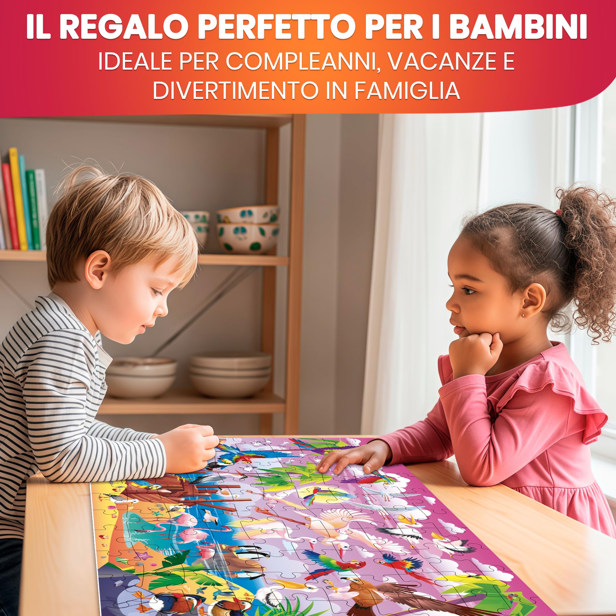Puzzle da 100 Pezzi per Bambini 3 4 5 Anni - Set di 4 Puzzle da Pavimento Giganti - Impara Animali e Insetti della Foresta Oceanica - Giocattoli Educativi per Ragazzi e Ragazze dai 6 ai 7 Anni