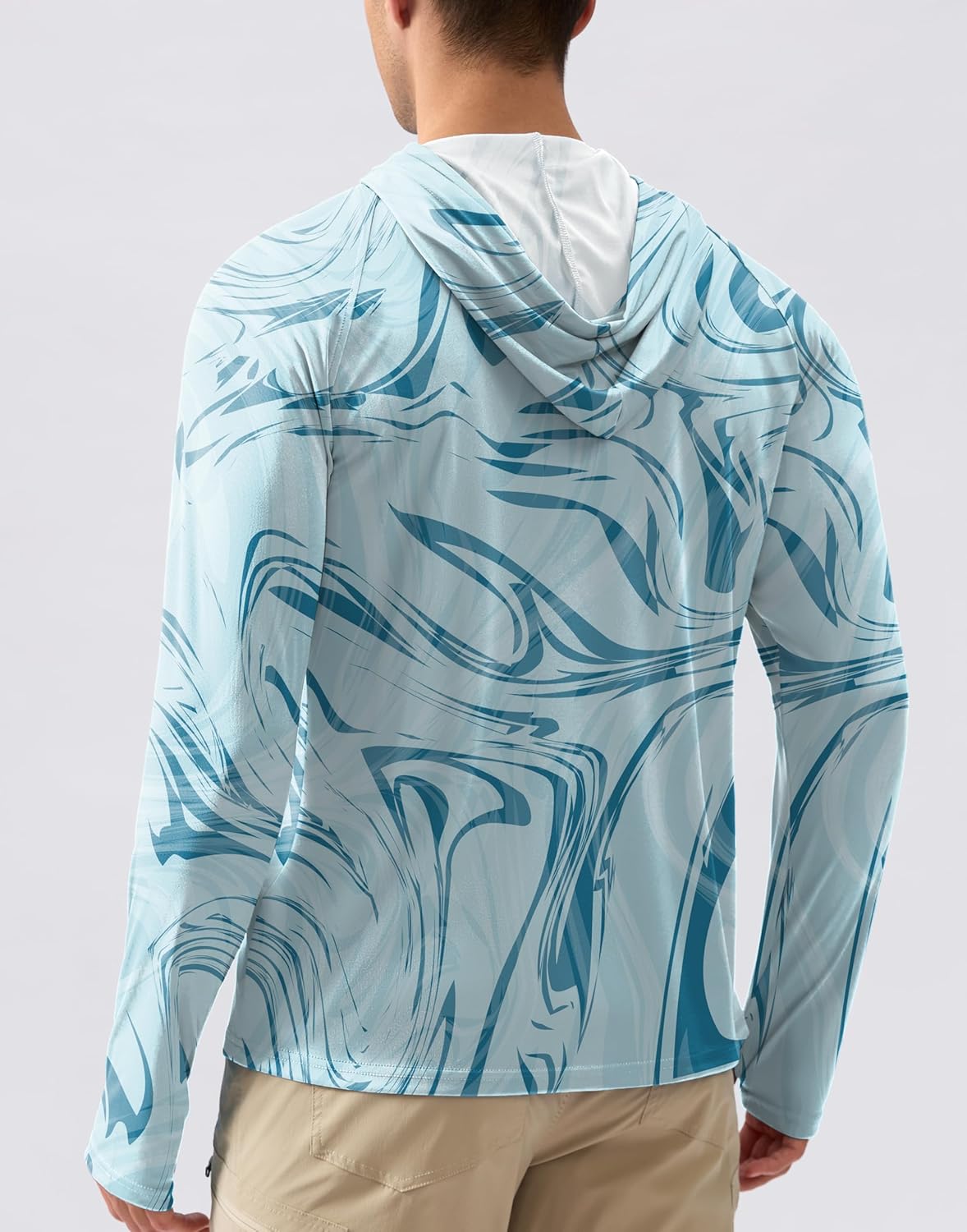 Pudolla Men's Sun Protection Hoodie Shirts UPF 50+ Rash Guard SPF Long Sleeve Fishing Shirt for Men Swim Hiking Boating - Image 2