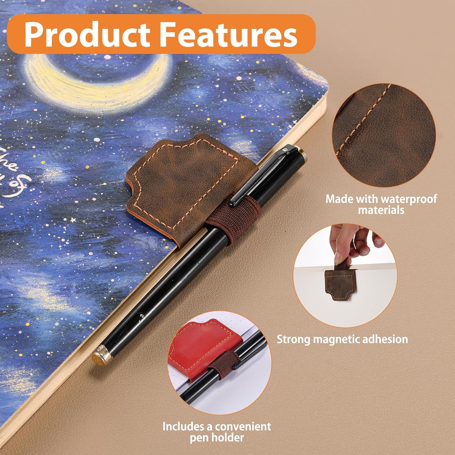 3PCS Magnetic Bookmarks with Pen Holder, Leather Pen Holder Bookmark for Readers,Best Gift for Book Lovers, Convenient Reading Accessories. - Image 4