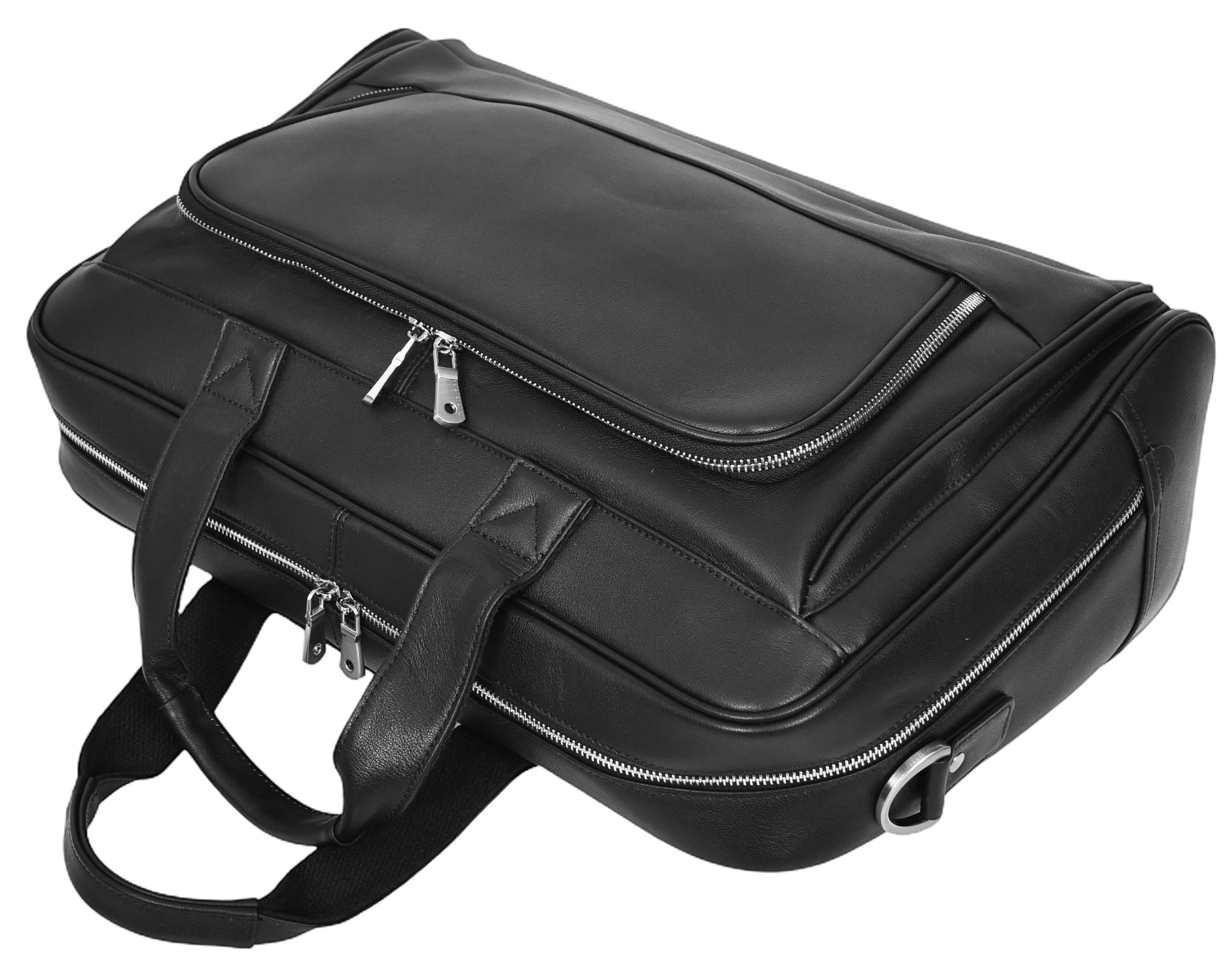 Kigali - Bolsa de viaje de piel auténtica, tamaño mediano, para fin de semana, Black, M, Bolsa de transporte