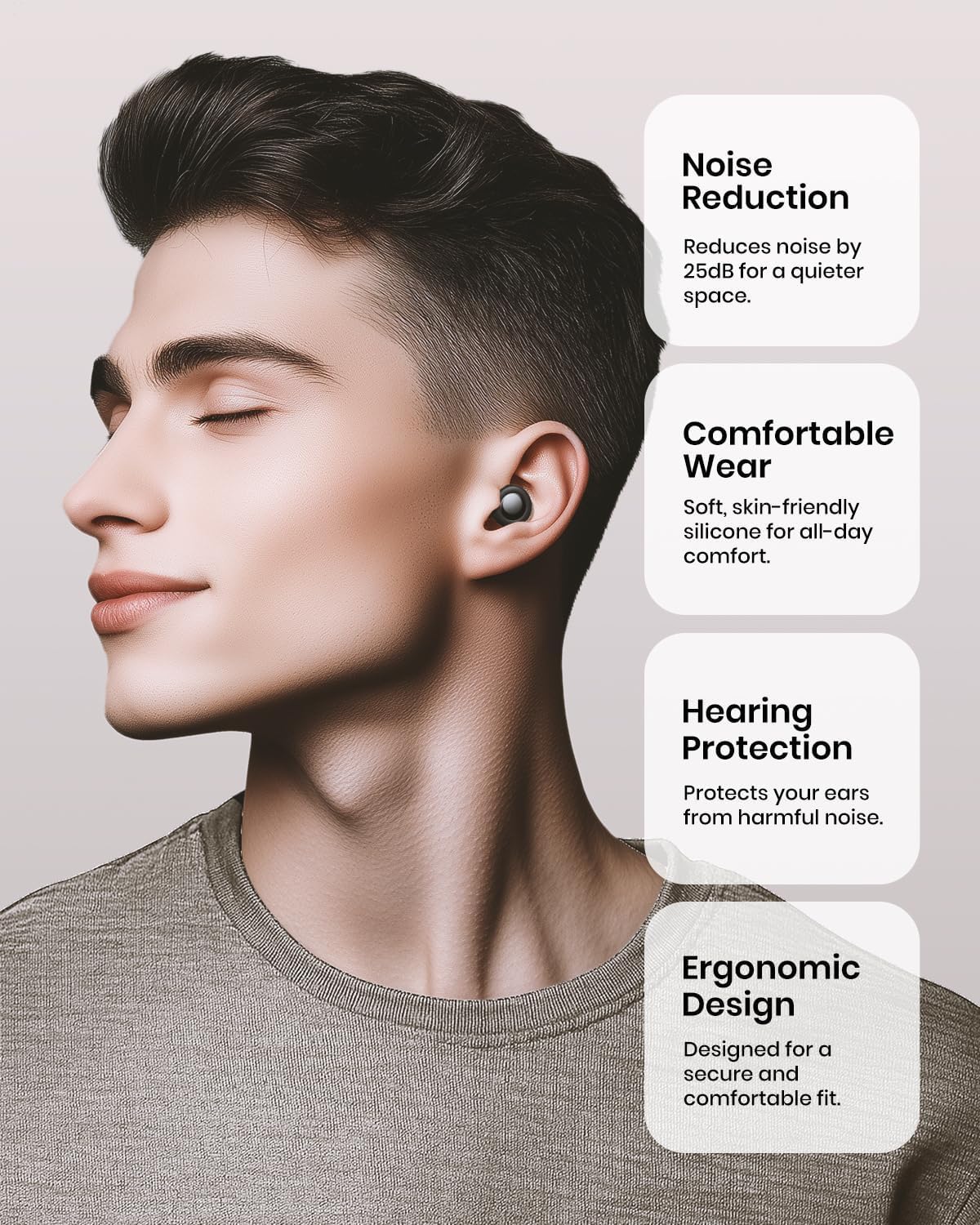 Bouchons d'oreilles pour le sommeil, bouchons d'oreilles réutilisables en silicone pour réduction du bruit avec 8 embouts d'oreille, bouchons d'oreilles pour sommeil, concerts, voyages, ronflements