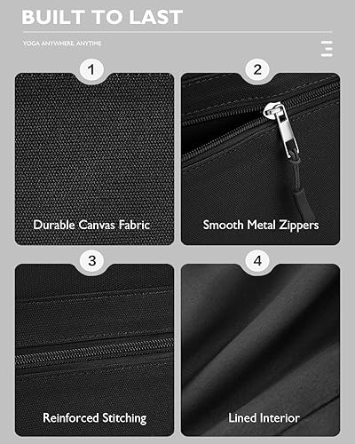 Miniatura 4 de Gonex Bolsa para esterilla de yoga, bolsa de gimnasio de lona extra grande con bolsillo impermeable, cremallera de metal, se adapta a tapetes y