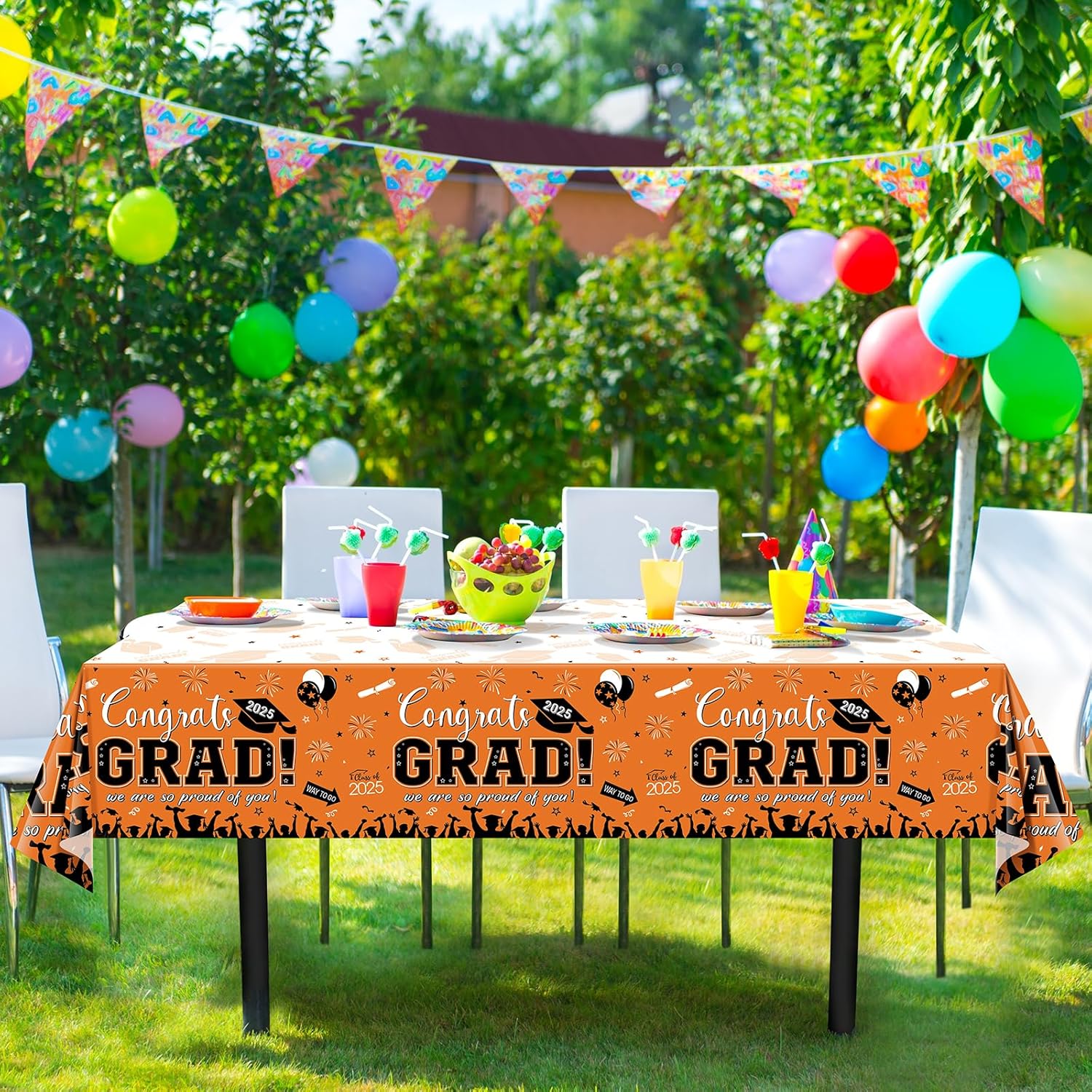 FunnyPars 357 Pcs Graduation Plates and Napkins Set & 3 Pack Graduation Tablecloth Party Decorations