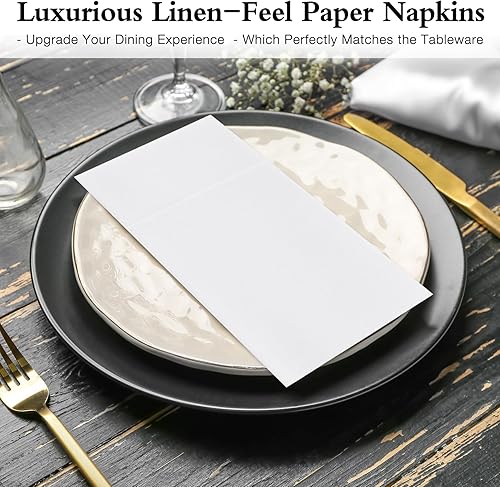 Miniatura 7 de Lylllwly Servilletas de papel blanco desechables, servilletas de cena con bolsillo integrado para cubiertos, servilletas de tela, preplegadas para