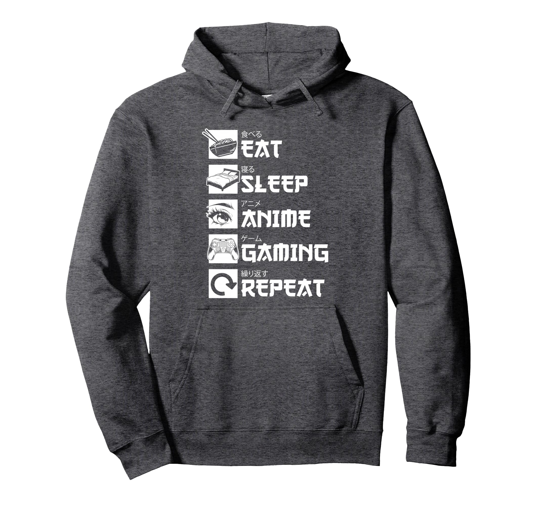 Eat Sleep Anime Gaming Repeat Kawaii Otaku Anime Manga Pullover Hoodie