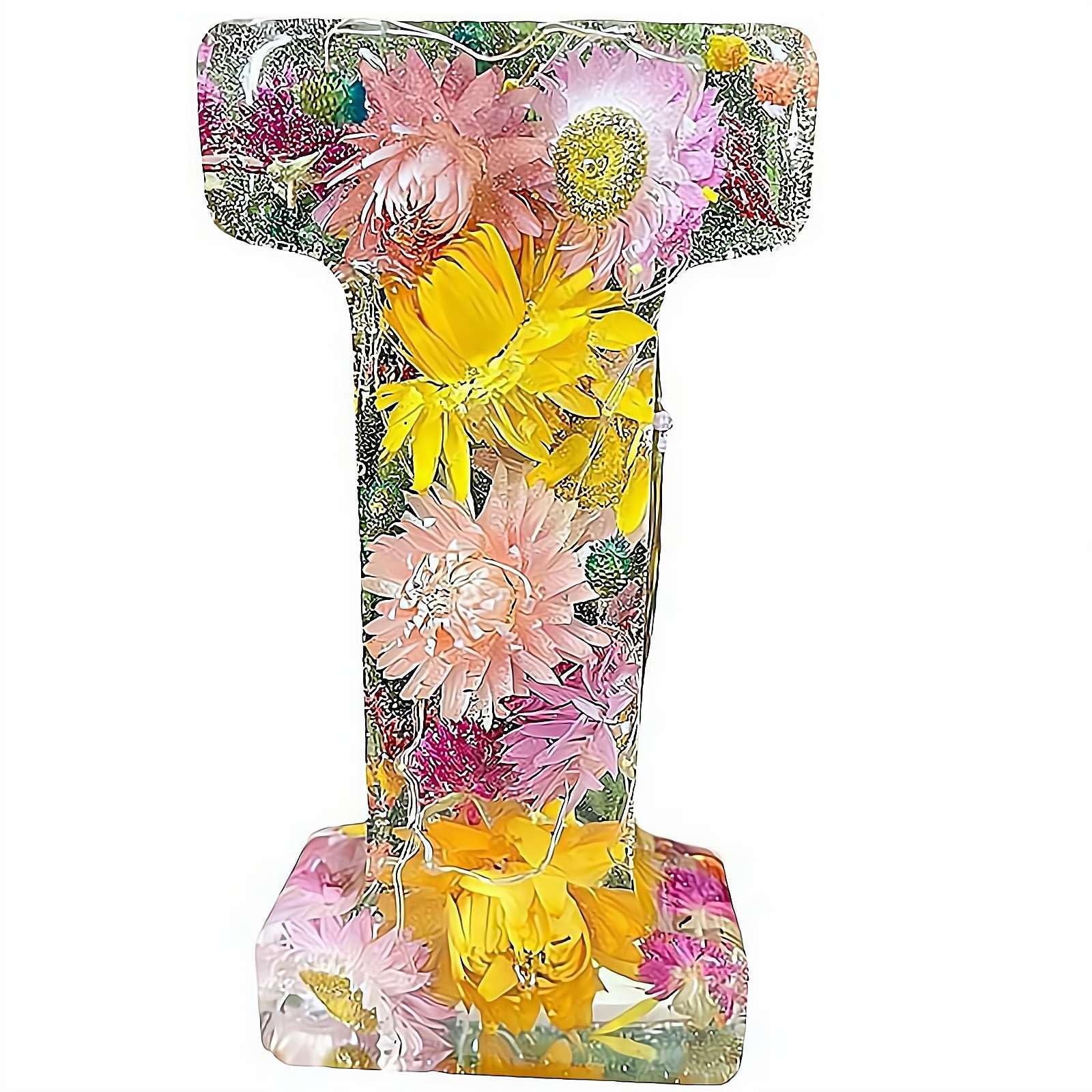 Resin Ornament Kit, Resin Letters with Flowers, Dried Floral Resi N Night Light Letter with LED Lights, Endless Custom Decor Possibilities (I)