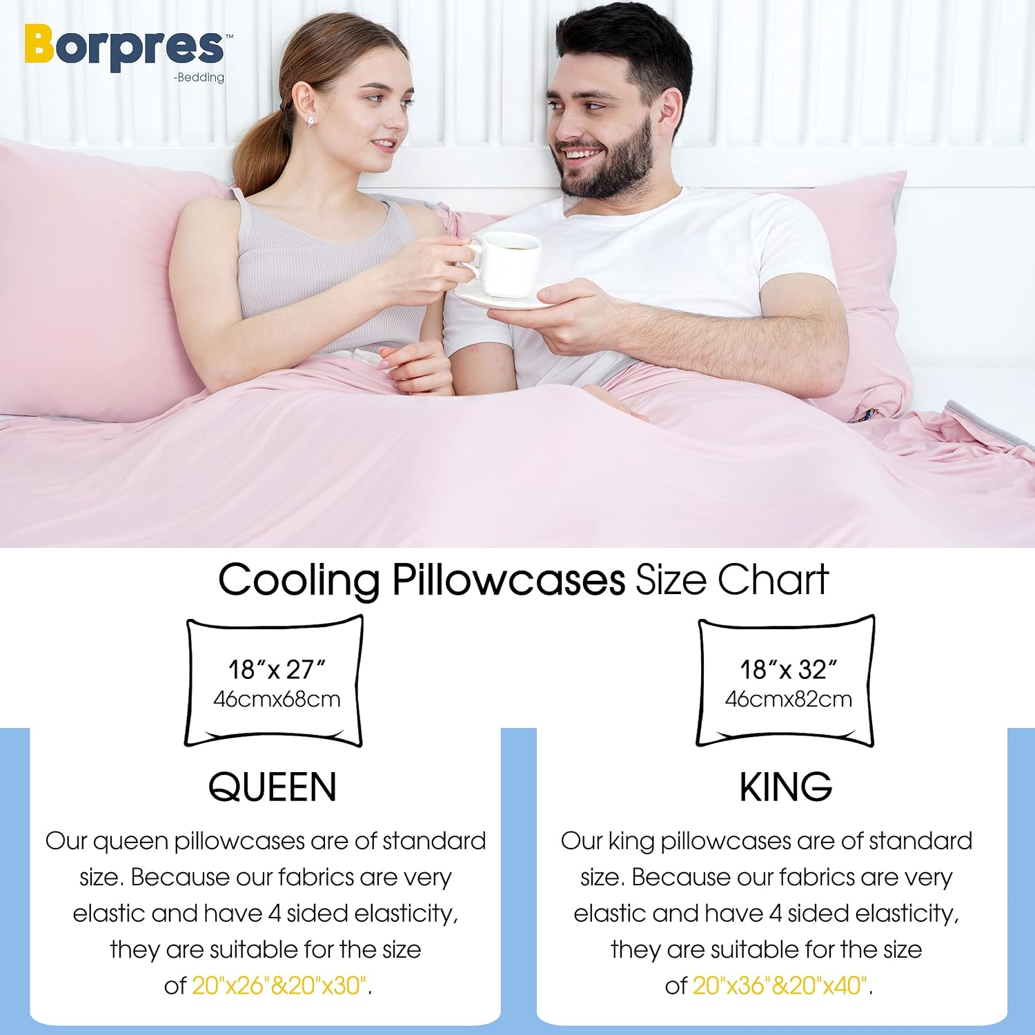 BORPRES Cooling Pillowcase,Japanese Chill-Plus Tech,Q-MAX>0.43 Cooling Fiber, Absorbs Heat Keep Cool,Double Sided Design,Idea for Hot Sleeper Night Sweats All Seasons King Size,Pink