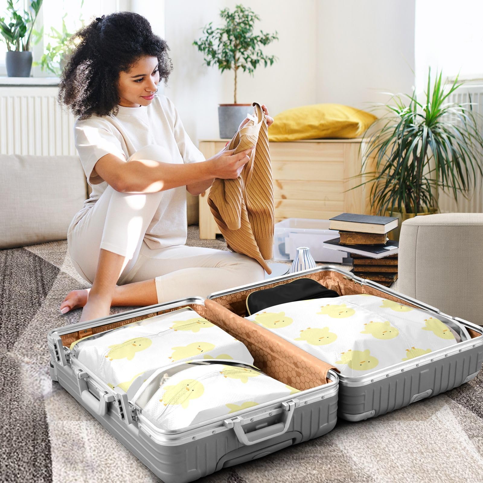 Cute Pastel Duck 3 Set Travel Packing Cubes For Suitcases