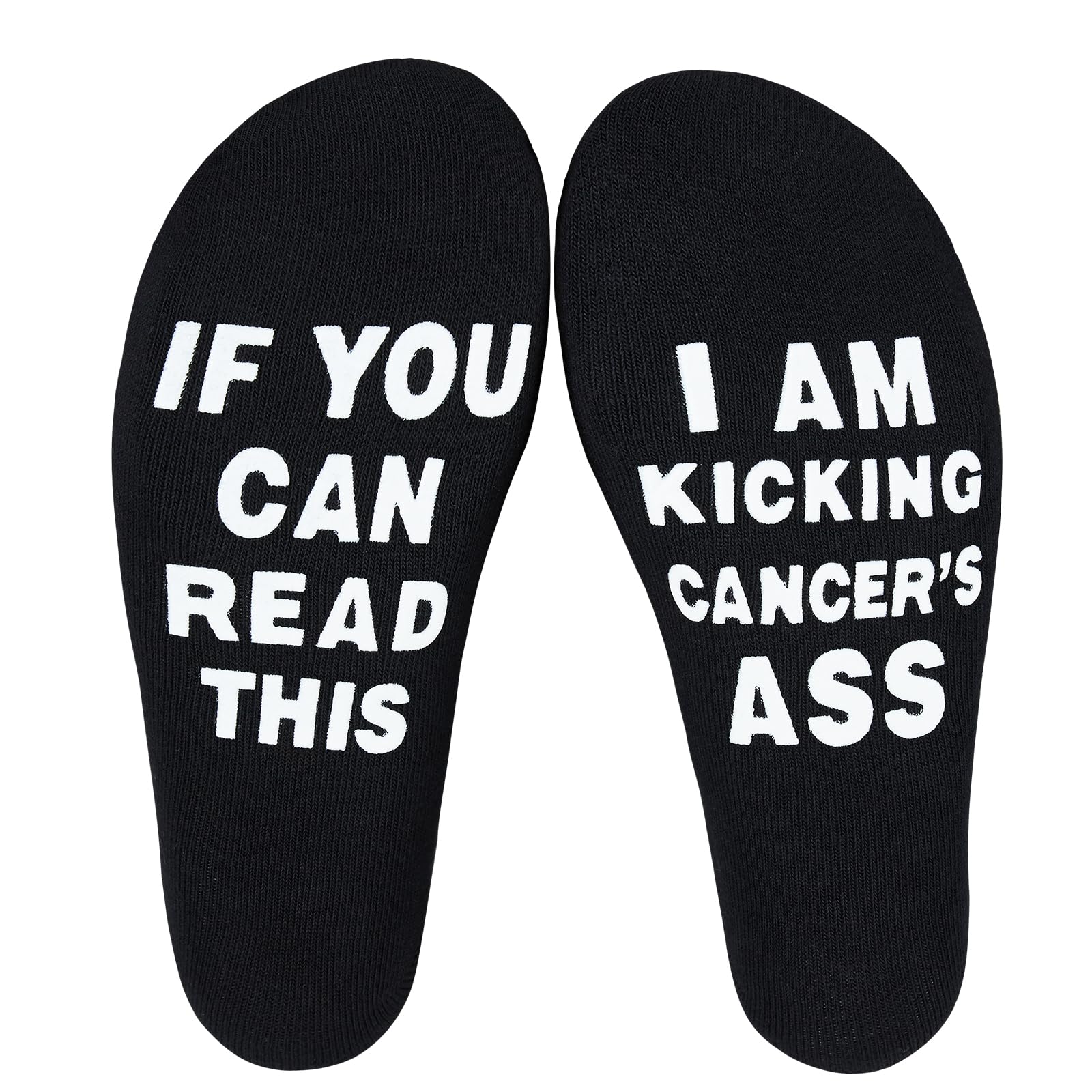 Poshzone Unisex White Cancer Socks,Chemo Socks,Kicking Cancer's Ass,Cancer Awareness,Novelty Gifts For Cancer,Cancer Survivor Gift,Cancer Gifts,Chemo Gift,Cancer Free.