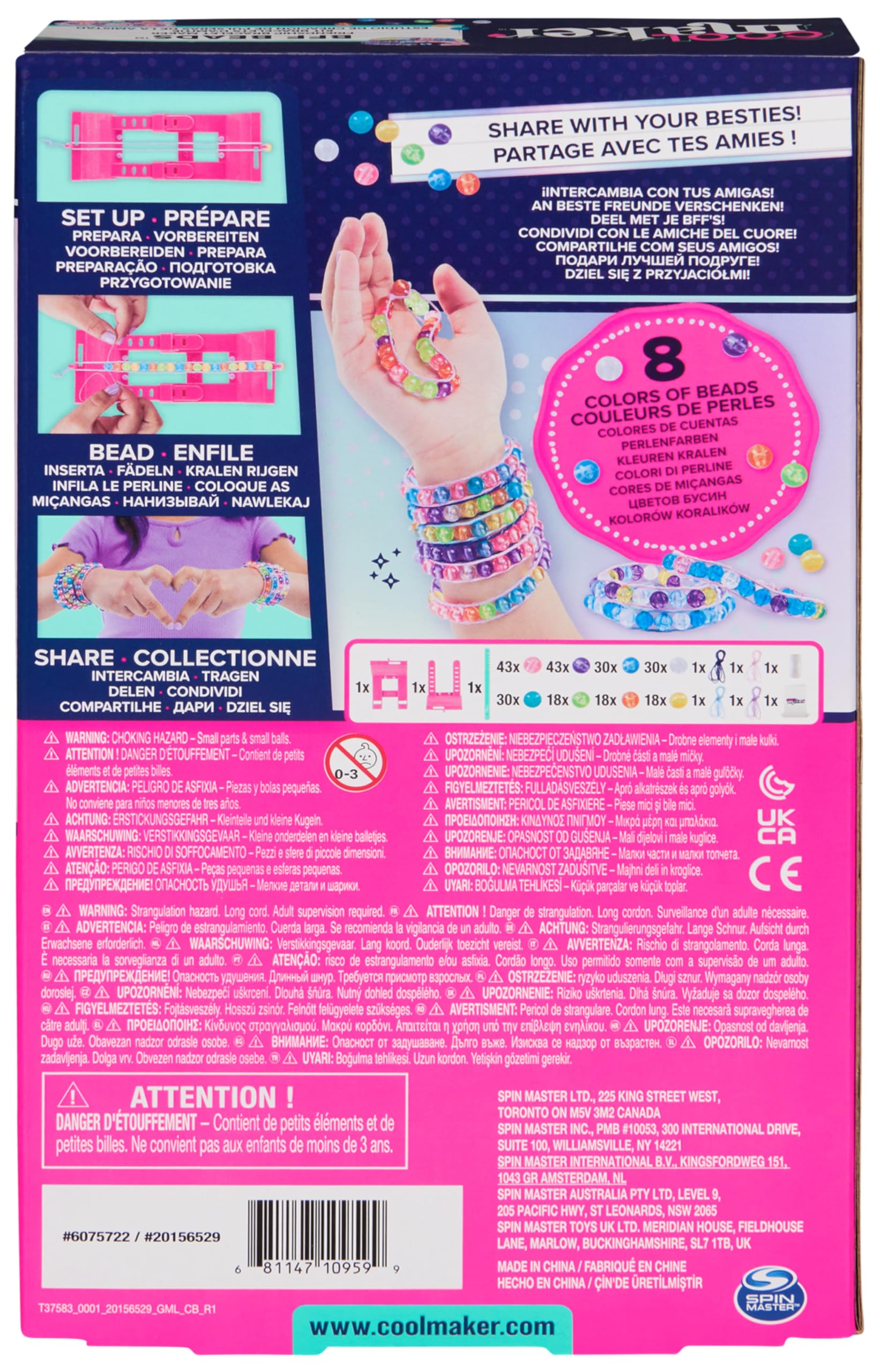 Cool Maker, Kit per la Realizzazione di Braccialetti dell'amicizia BFF Beads, 230 Perline per Braccialetti, Realizza 10 Braccialetti, Giocattoli per Bambini e Bambine, 6+ Anni