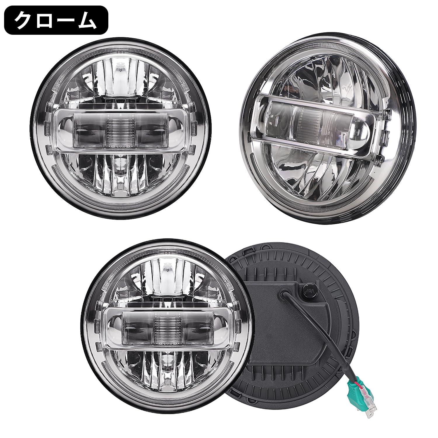 Amazon | JL 7インチ LED 丸型2灯式 ヘッドライト 2個セット リング