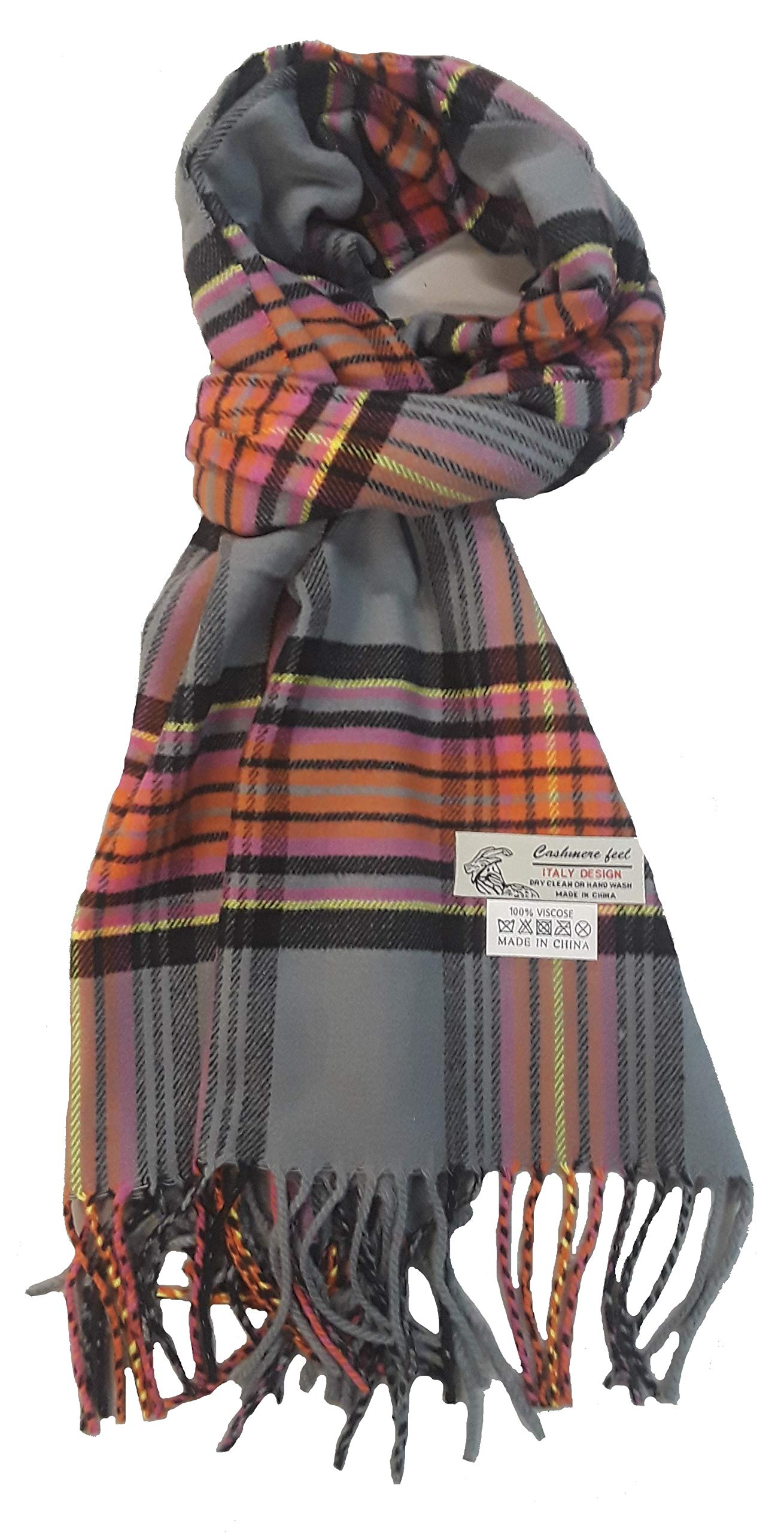 Elegant Classic Accessory Cashmere Feel Winter Scarf in Rich Plaids 12”x72” Fringe Unisex