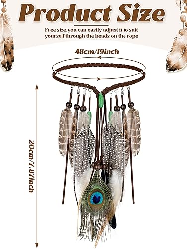 Miniatura 3 de XunYee Diadema de plumas hippie para mujer, accesorios hippie, diadema india, accesorios para el cabello de plumas para disfraz