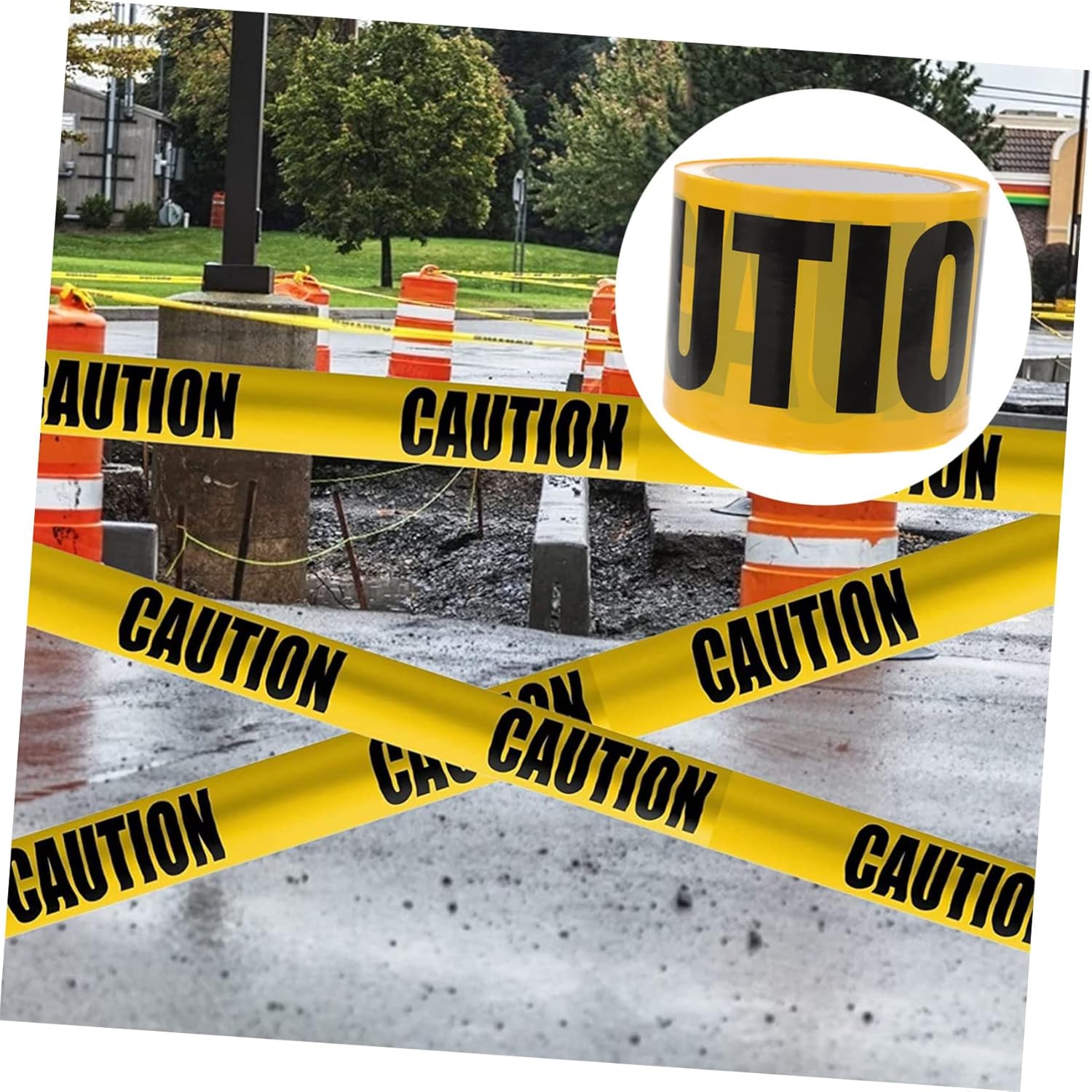 Alipis Caution Tape Roll Yellow Black Safety Tape Weatherproof for Halloween Decorations Indoor Outdoor Use
