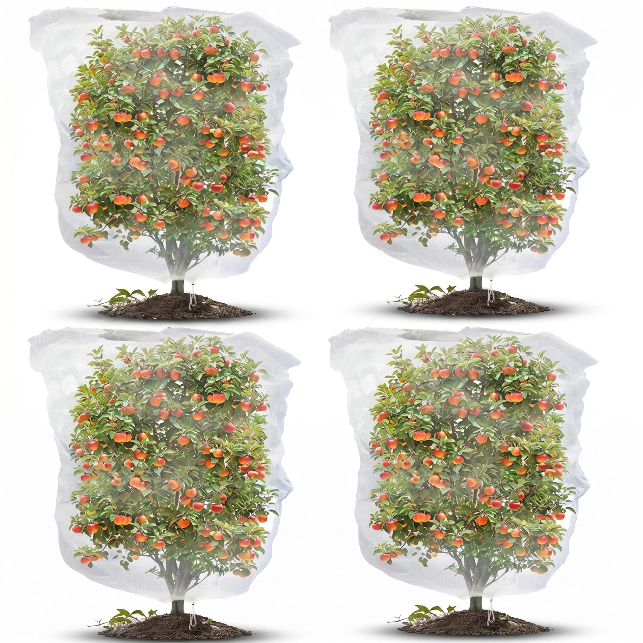 4PCS Fruit Tree Netting Bird Protection, Bird Netting for Garden, Fruit Trees Cover Frame Bags with Drawstring for Small Bush Vegetables Strawberry Net (120 * 180cm)