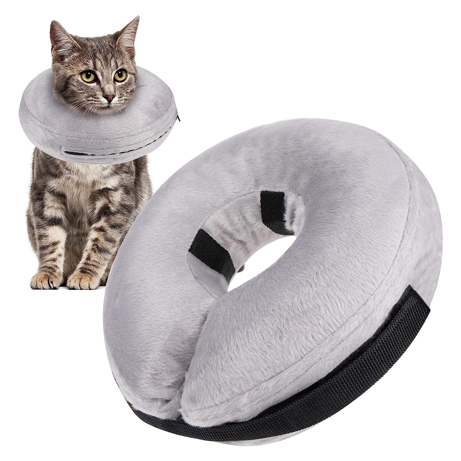 Collare Gonfiabile Per Cani Gatti - Collare Protettivo A Cono A Ciambella Per Cani Dopo L'intervento Chirurgico, Collare Regolabile Per Recupero Cani, Collare Elisabettiano Per Cani ＆ Gatti,Grigio,XS