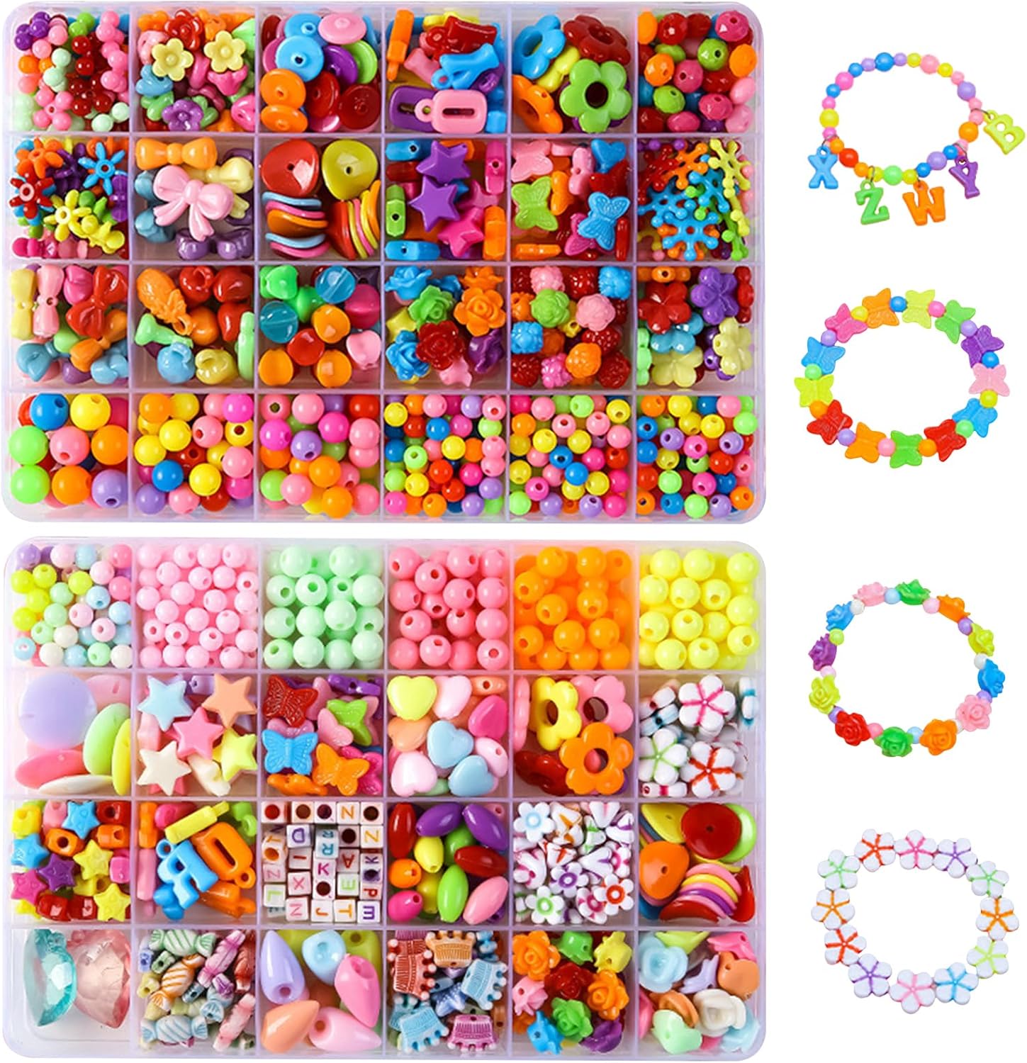 Amazon ビーズセット 手作りジュエリーキット ガールズ用 レタービーズとアクリルビーズで クリスマスや誕生日のギフトに最適 カラフル