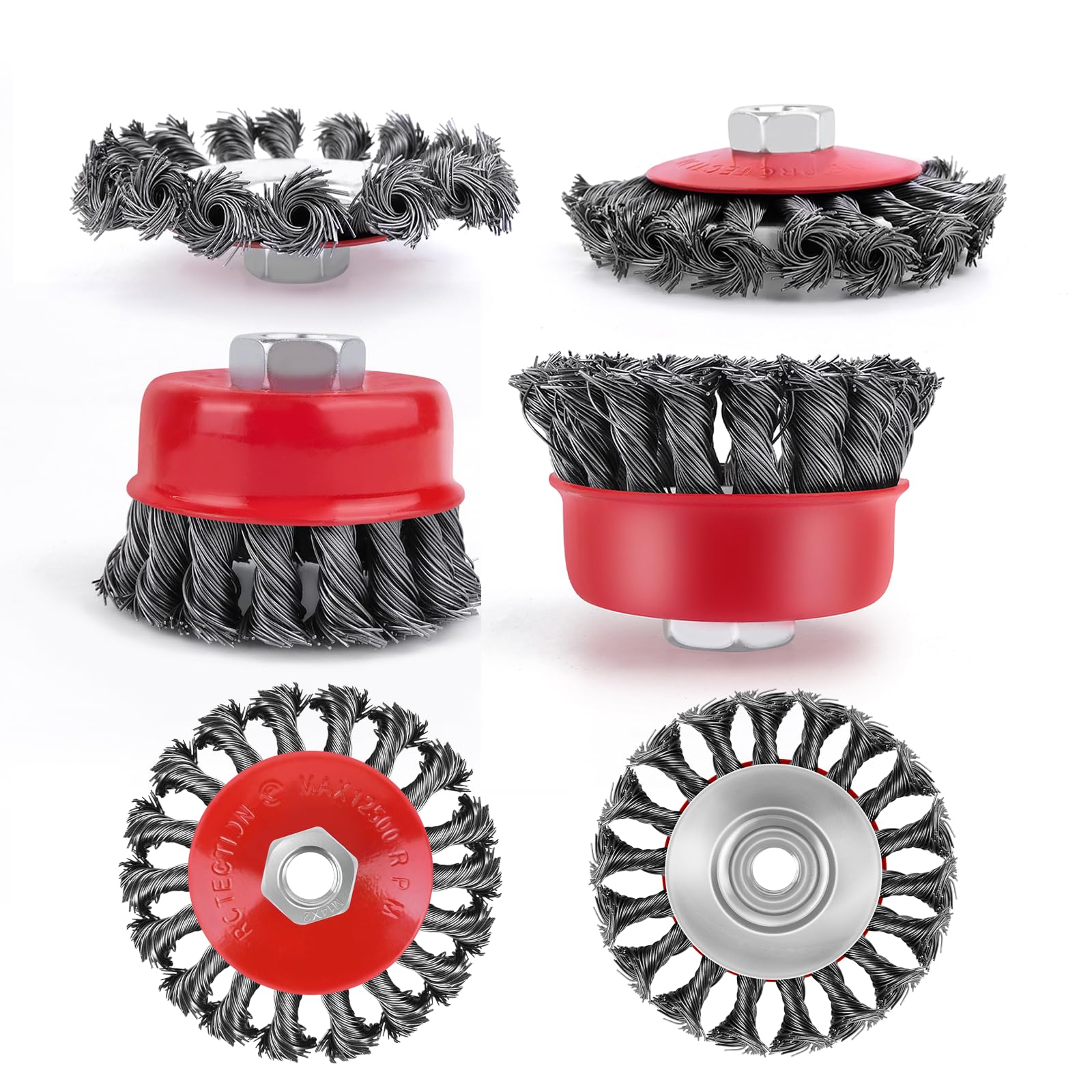 Twist Knot Wire Brush for Electric Angle Grinder Battery Powered Angle Grinder, M14, 75MM/100MM