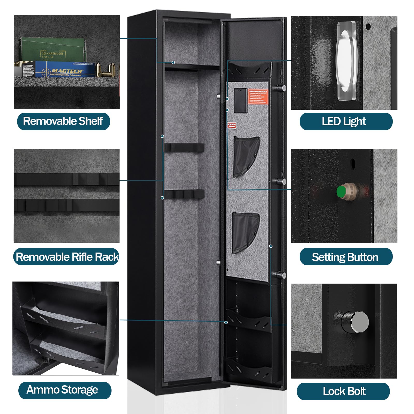 Amazon.com: Xyvaly 5-6 Gun Safe,Gun Safe for Rifles and Pistols
