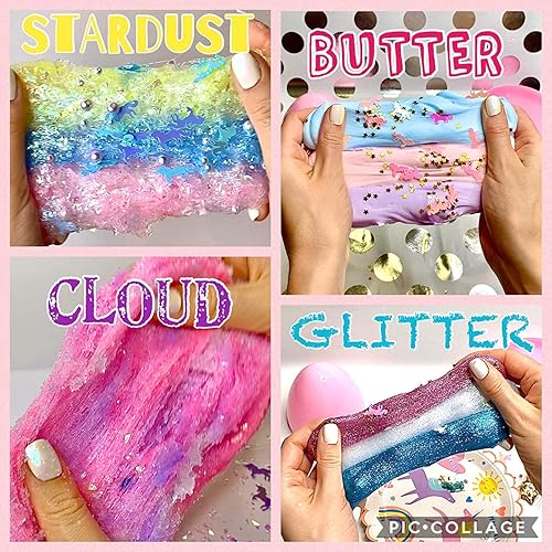Miniatura 3 de Laevo  Juego de Slime Surprise Unicorn para niñas  Juego de bricolaje todo incluido para hacer slime con 5 secretos  Incluye pegamento, activador y