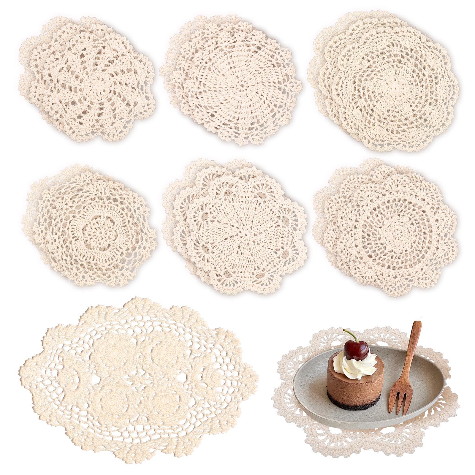 Napperon au crochet fait main pour protéger table des rayures style vintage beige