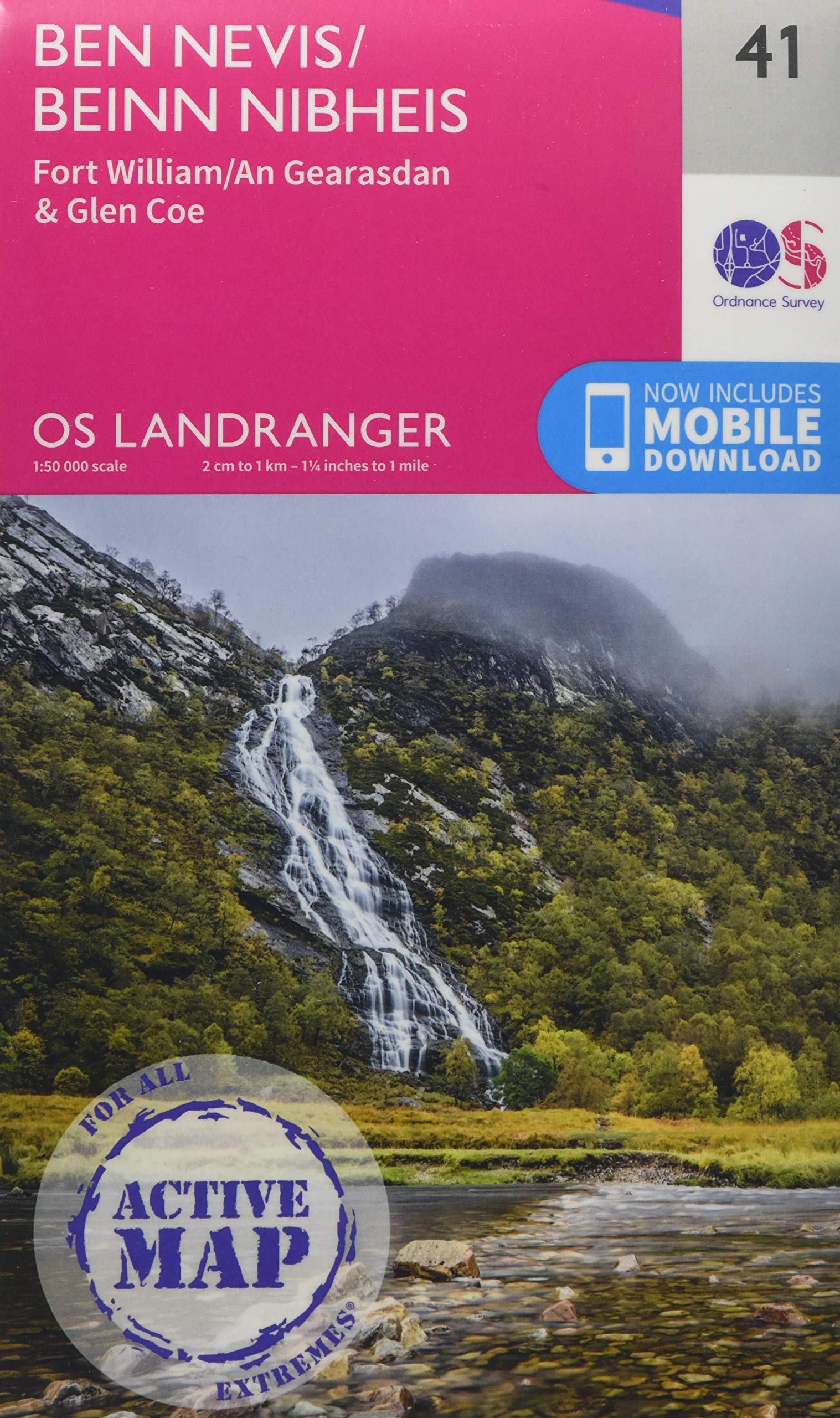 Ben Nevis Map  Weatherproof  Fort William  Glen Coe  Ordnance Survey  OS Landran