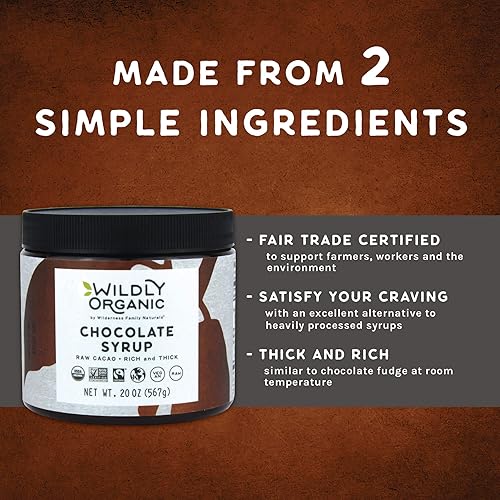 Miniatura 4 de Wildly Jarabe de chocolate orgánico, jarabe de chocolate vegano para helado, jarabe de chocolate sin lácteos, salsa de chocolate vegano, jarabe de