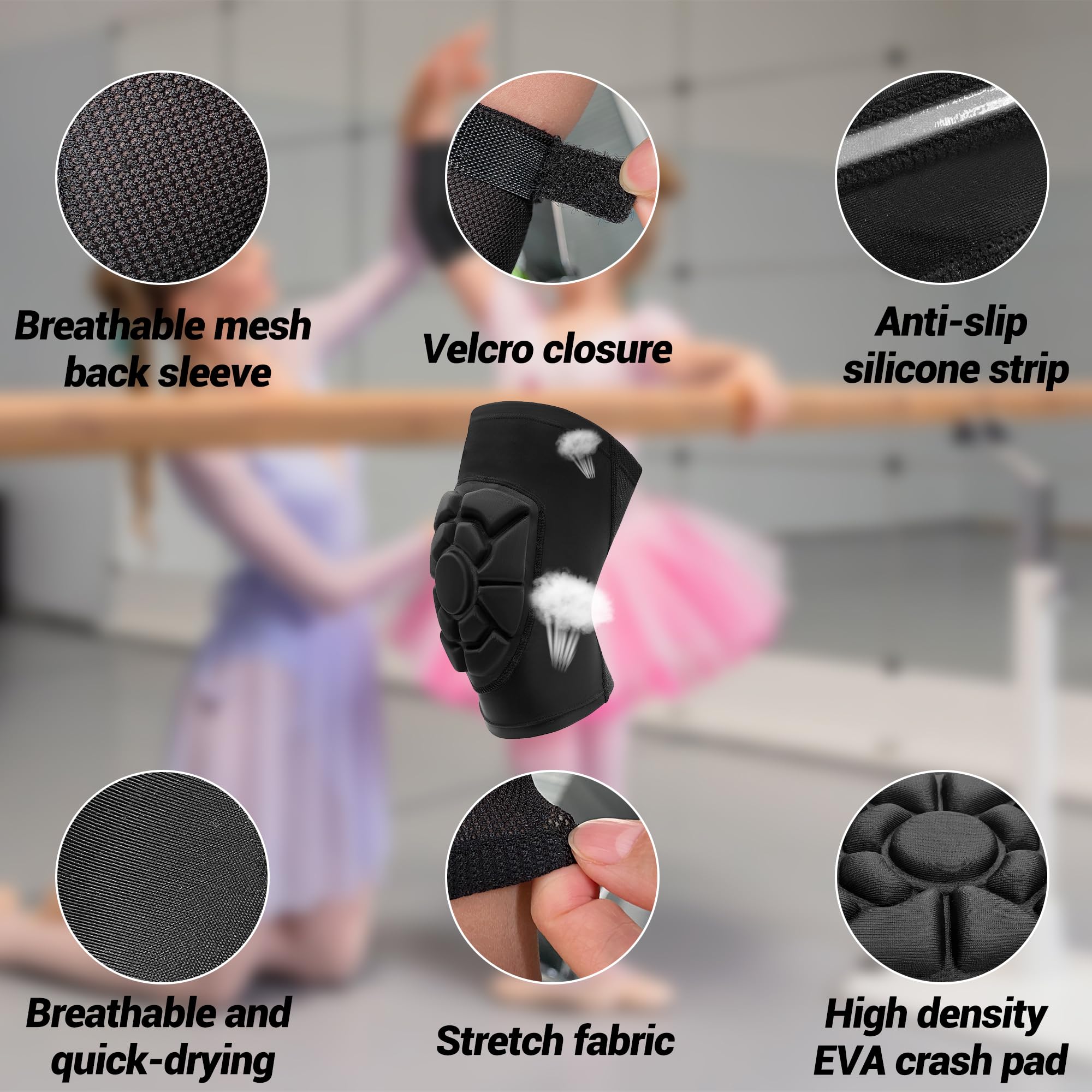 Ginocchiere per bambini/giovani ginocchiere a compressione con cuscinetti spessi attrezzatura protettiva per sport basket wrestling calcio pallavolo snowboard