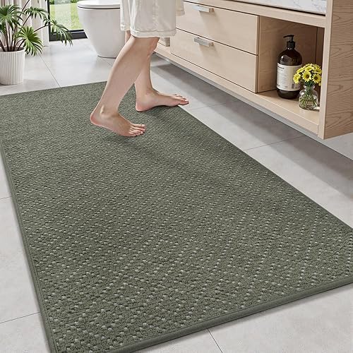 Miniatura 19 de AMOAMI - Tapete de baño delgado, tapetes de baño súper absorbentes para el baño, tapete de baño antideslizante con respaldo de goma de secado