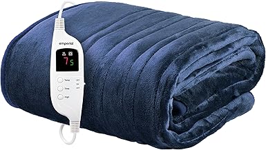 Emperial Luxury Heated Blanket | Electric Blanket | Extra Large Heated Throw with Digital Remote, 9 Heat Settings & 9hr Timer, Machine Washable Fleece - 160cm x 130cm (Navy)