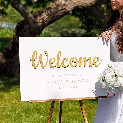 Personalized Wedding Welcome Sign - 3D Wooden Welcome Sign Rustic Wedding Decor - Custom Wedding Signs for Ceremony and Reception - Bridal Shower