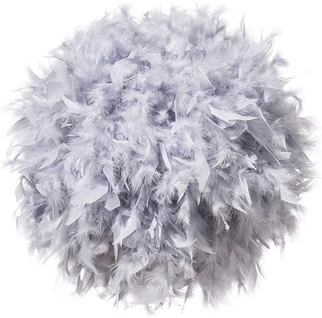 Waneway Feather Light Shade for Ceiling Pendant Light, Fluffy Lamp Shade Lampshade Lightshade for Table Lamp and Floor Lamp, Bedroom, Living Room, Wedding or Party Decoration, Diameter 30cm, Grey