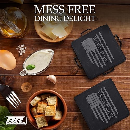 Miniatura 7 de Rogue River Tactical Juego de 4 posavasos de pizarra, juego de regalo patriótico con bandera de Estados Unidos, diseño de bandera estadounidense We