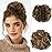 RUWISS Claw Clip Messy Bun Hair Piece Real Human Hair Buns Wavy Curly Chignon Hair Bun Extensions Tousled Updo Ponytail Hairpieces Hair Scrunchie with Clip for Women4T27