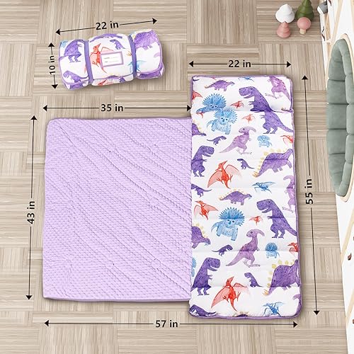 Miniatura 2 de Tapete para siesta para niños pequeños con almohada y manta de forro polar, tapete de siesta de 55 x 23 x 2 pulgadas para niños pequeños, tapete