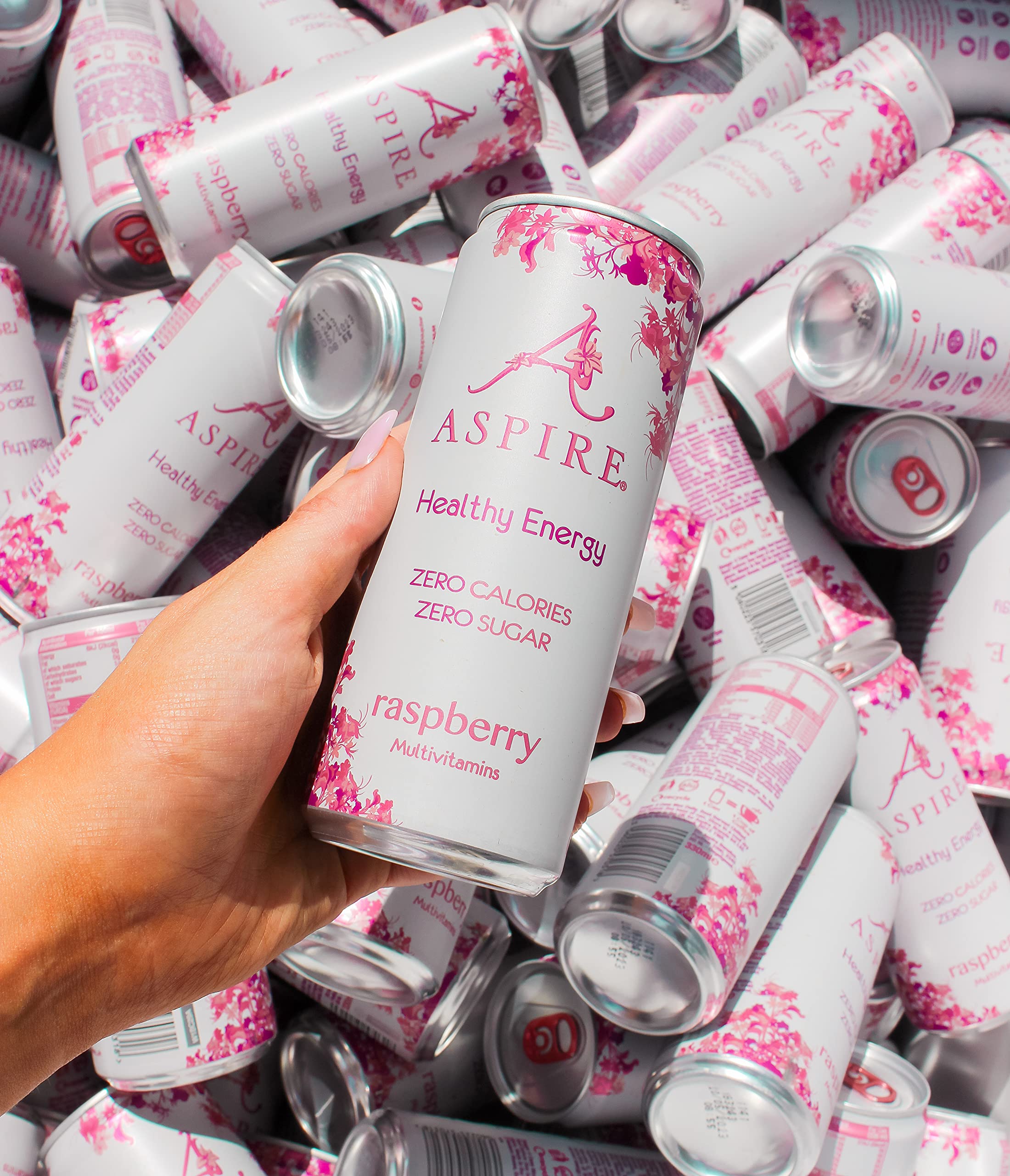 ASPIRE Raspberry Healthy Energy Drink 12 x 330ml Cans Zero Calories