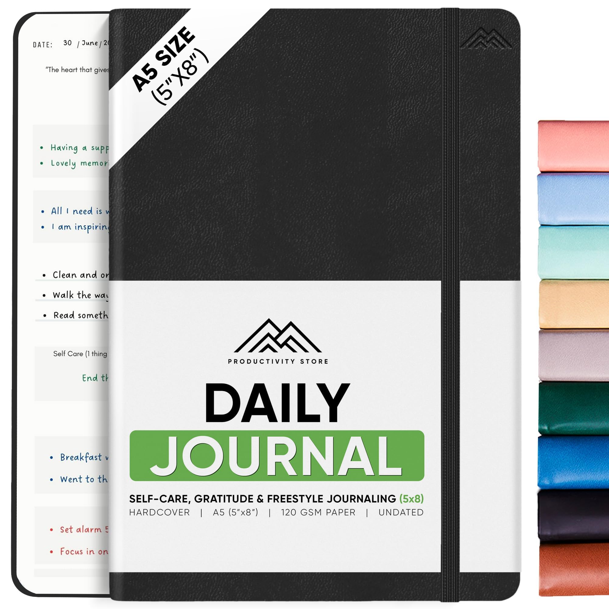 Best Daily Journal for Men & Women - Gratitude, Manifestation & Guided Journal with Prompts for Personal Growth by PRODUCTIVITY STORE (A5, Black)