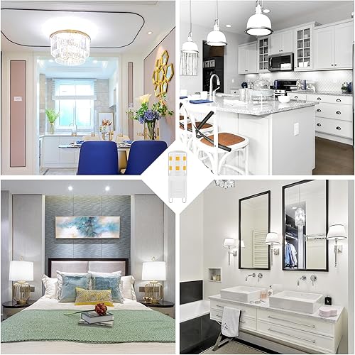 Miniatura 5 de SNBIHIBE Bombilla LED G9 de 2 W, bombillas halógenas de 25 W equivalentes a 250 lúmenes, 120 V Mini T4 G9 base bi-pin 6000 K luz blanca, sin