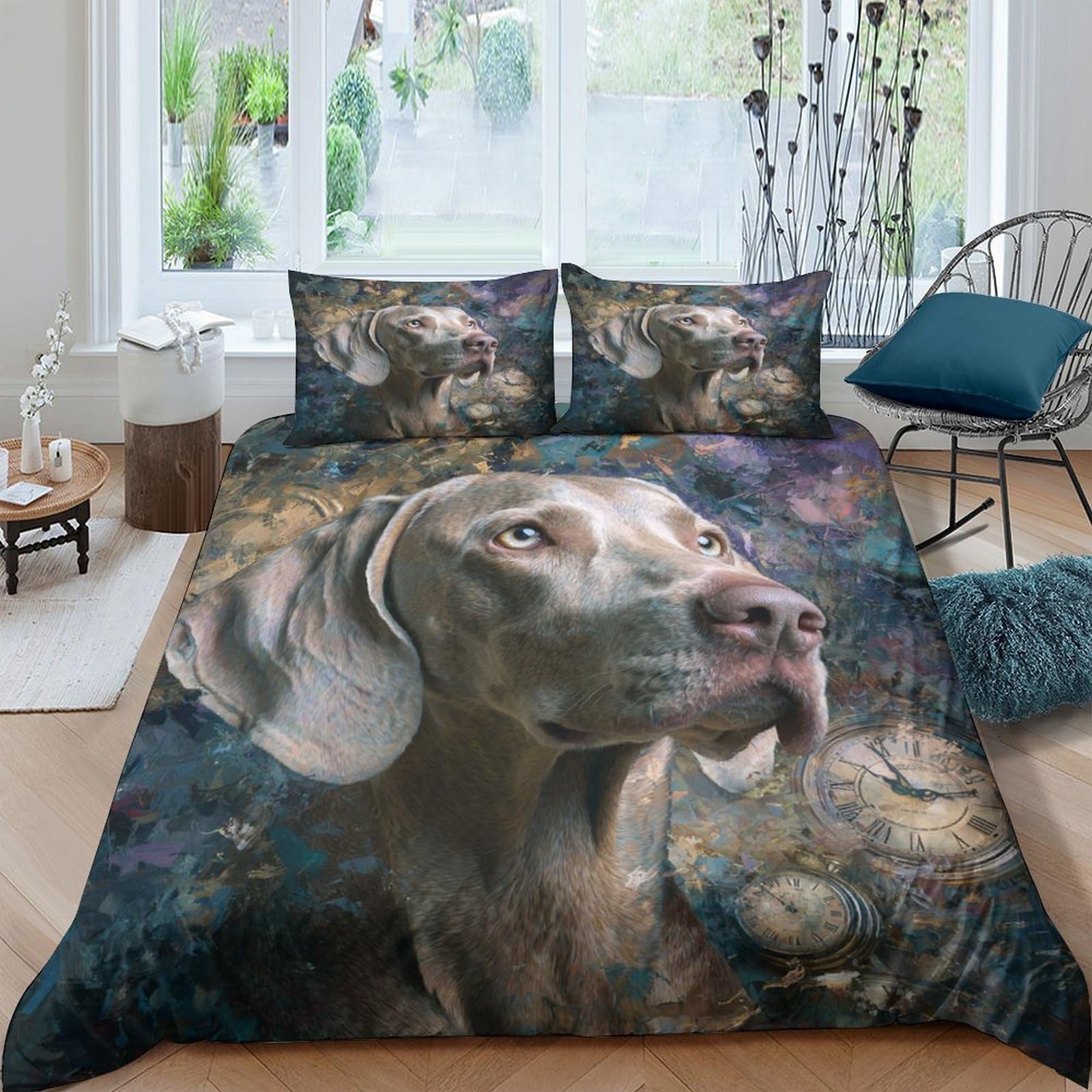 Ctjqhvkz Style-3 3D Printed Dog Portrait Fitted Sheet Microfiber Soft Breathable Forest Mist Mattress Cover For Bedroom Dorm Decor Single（135X200cm）