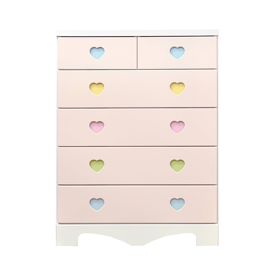 子供用タンス　キッズ　ハート型取っ手の木製チェスト 8引き出し　ヴィンテージ 子供用タンスキッズハート型取っ手の木製チェスト 8引き出し